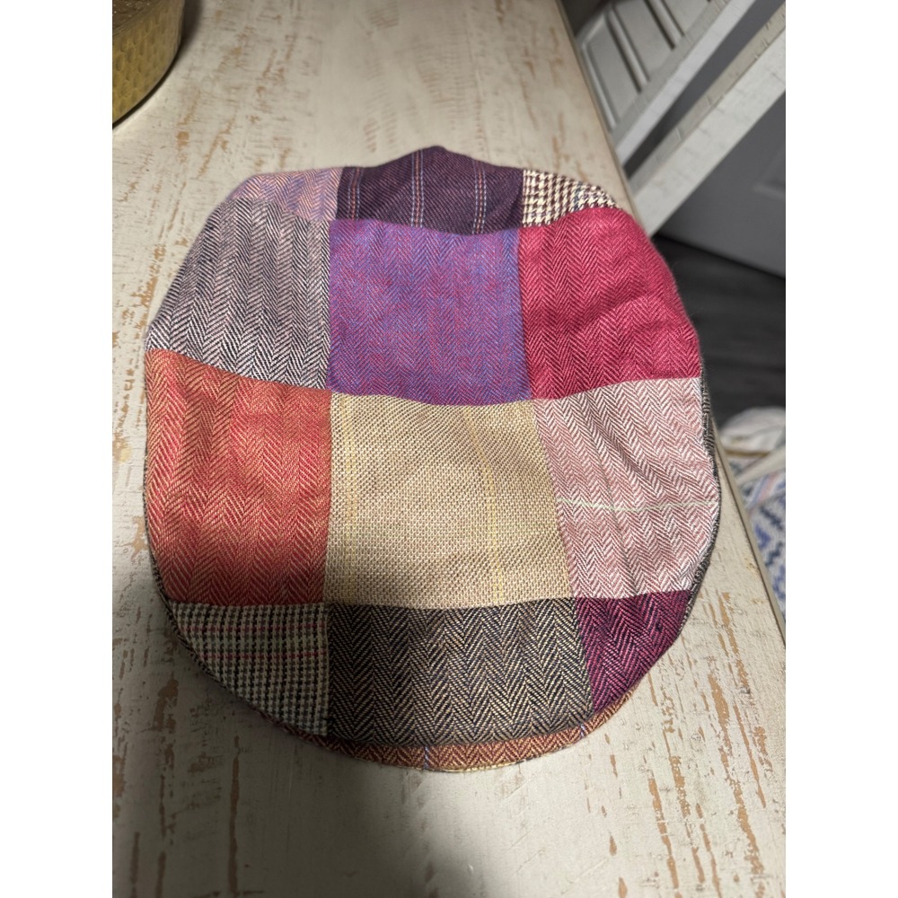 Orvis Irish Linen Patchwork Flat Cap Mens Small Made in Ireland Ivy Driving Hat